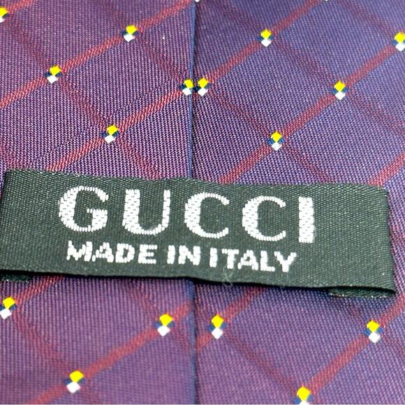 Gucci 100% Silk Necktie - Iridescent maroon/purple & Gold - Picture 5 of 7